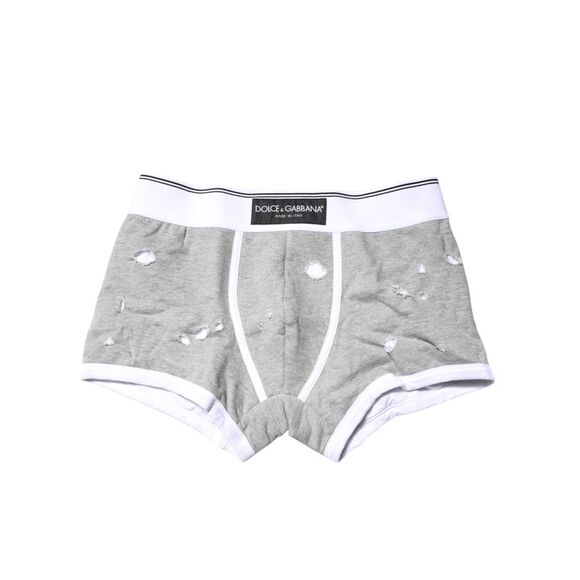 Dolce & Gabbana Gray Cotton Stretch Regular Boxer Men's Underwear